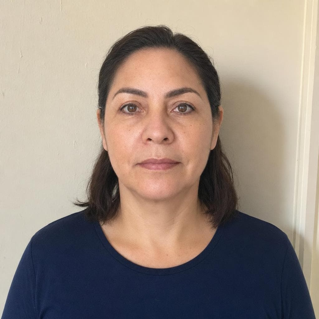 Woman taking a passport photo with a phone before the final 2x2 result appears